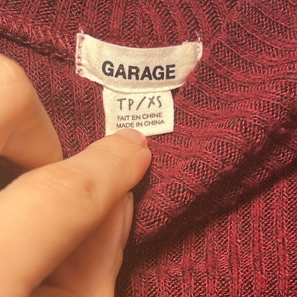 Garage Burgundy Mock Neck Cropped Long Sleeve - Picture 2 of 3